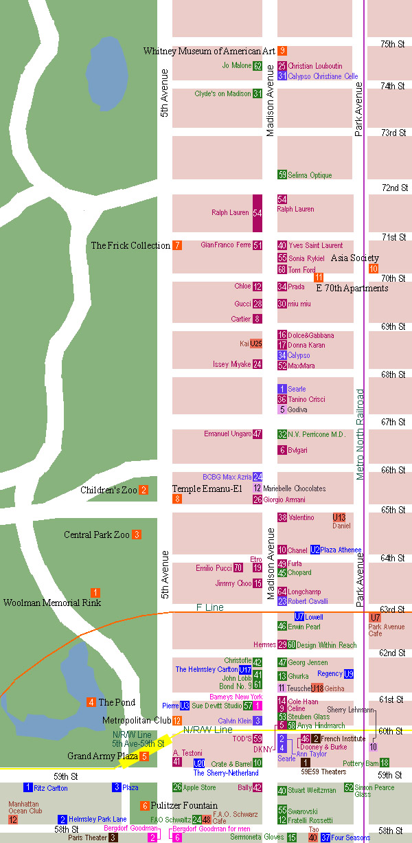 Best New York shopping - madison shopping map