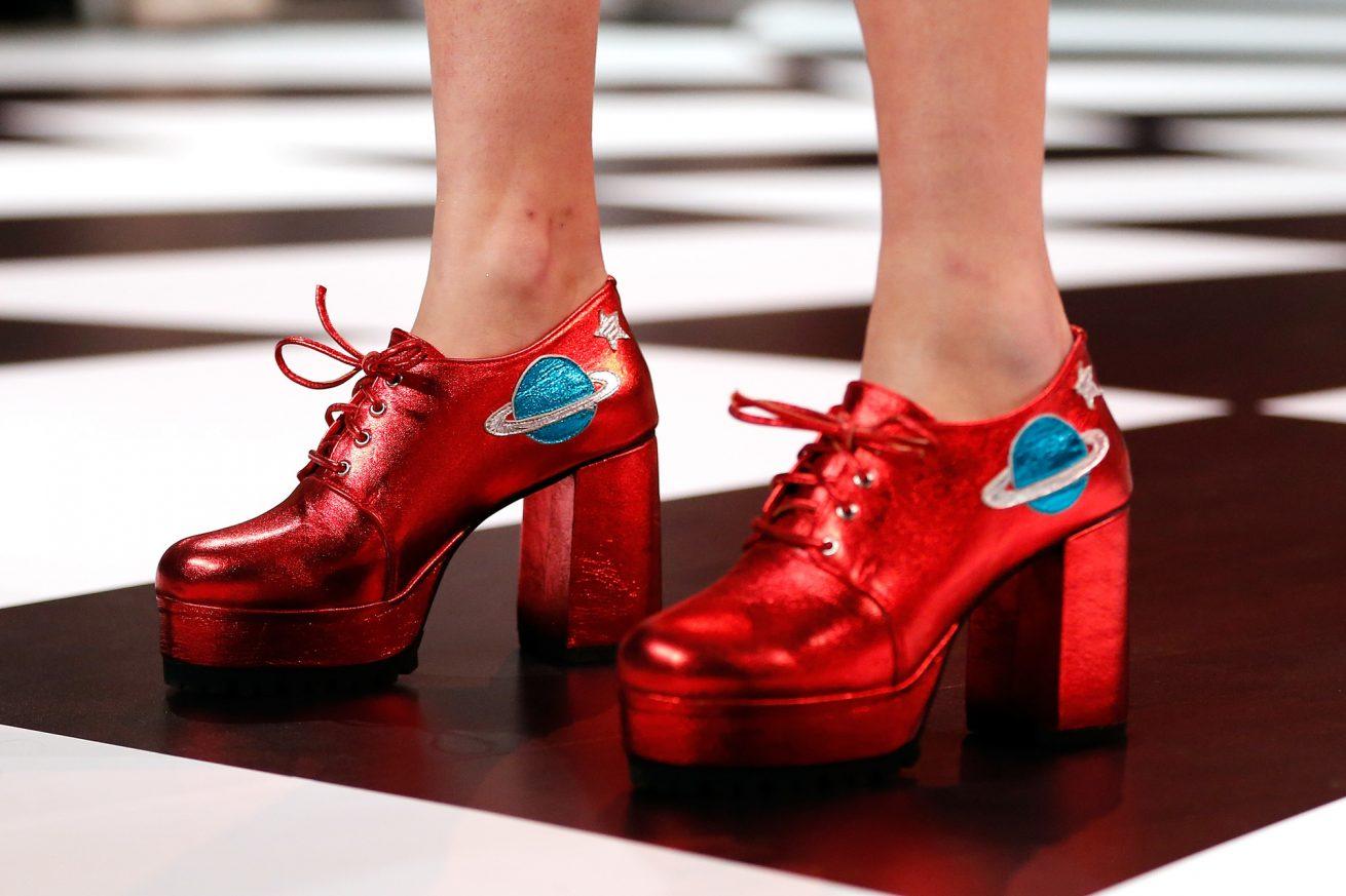 SYDNEY, AUSTRALIA - MAY 18: A model walks the runway (shoe detail) during the Emma Mulholland show at Mercedes-Benz Fashion Week Resort 17 Collections at Carriageworks on May 18, 2016 in Sydney, Australia. (Photo by Zak Kaczmarek/Getty Images)