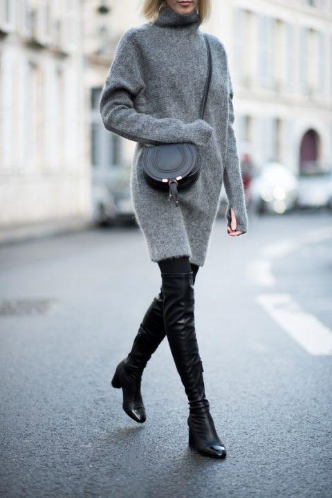 winter office outfit ideas knitted dress