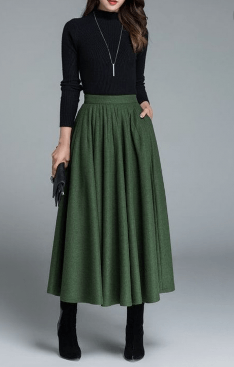 winter office outfit ideas maxi skirt