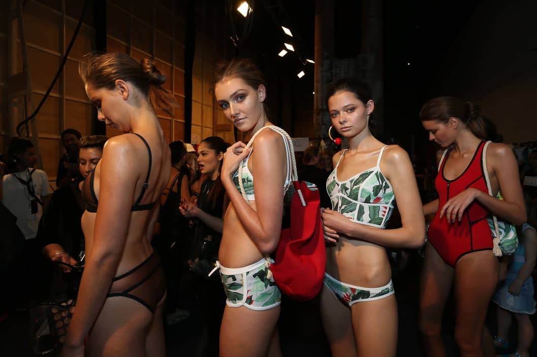 SYDNEY, AUSTRALIA - MAY 19: Models pose backstage ahead of the Swim show at Mercedes-Benz Fashion Week Resort 17 Collections at Carriageworks on May 19, 2016 in Sydney, Australia. (Photo by Lisa Maree Williams/Getty Images)
